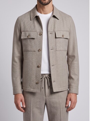 Beige Safari Jacket & Trousers Mens Set