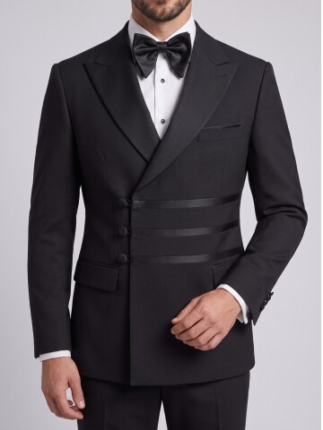 Black Mens Double-Breasted Tuxedo