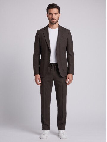 Dark Brown Smart Casual Jacket & Trousers Mens Set