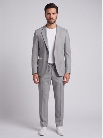 Light Grey Smart Casual Jacket & Trousers Mens Set