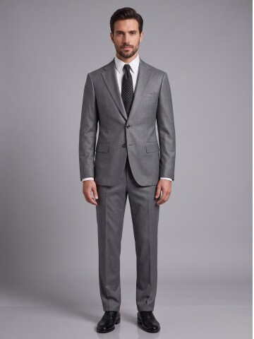 Gri Mono Yaka Comfort Fit Takım Elbise