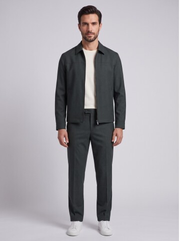 Black Zip-Up Jacket & Trousers Mens Set