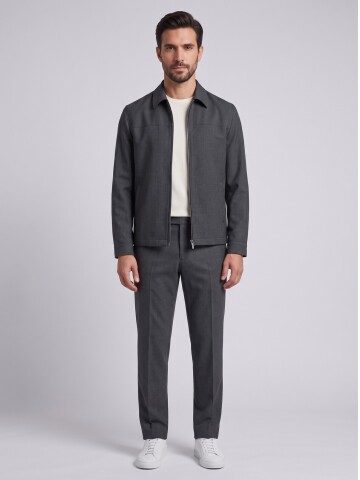 Charcoal Grey Zip-Up Jacket & Trousers Mens Set