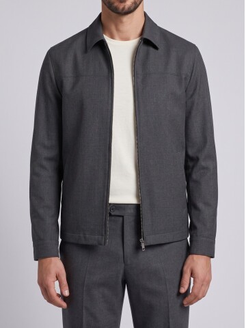 Charcoal Grey Zip-Up Jacket & Trousers Mens Set
