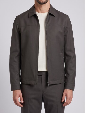 Dark Brown Zip-Up Smart Casual Mens Set