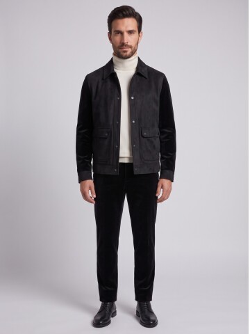Black Suede-Look Men’s Casual Set