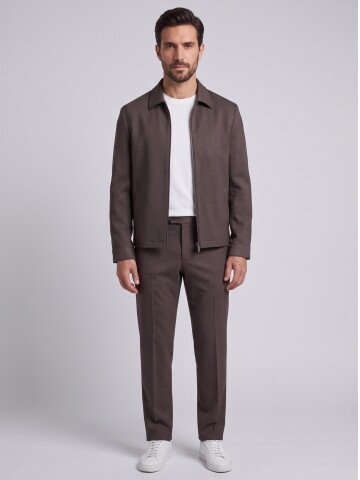 Brown Zip-Up Men’s Casual Set
