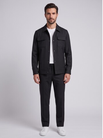 Black Men’s Pocket Detail Casual Two-Piece Set