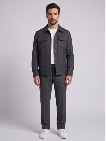 Anthracite Men’s Pocket Detail Casual Two-Piece Set
