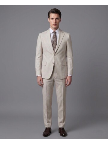 Light Beige Mono Notch Lapel Two Button Comfort Fit Suit