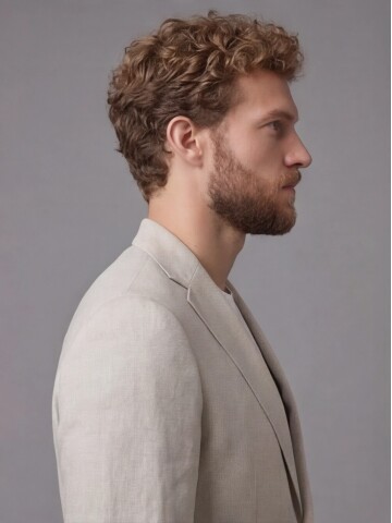 Açık Bej Mono Yaka Slim Fit Torba Cep 2 Düğme Takım Elbise