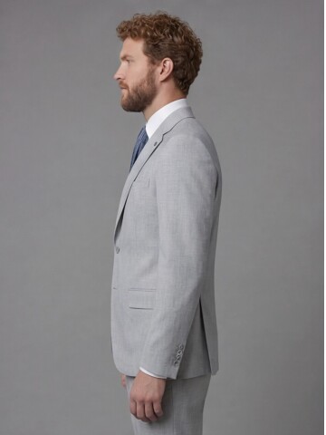 Light Grey Notch Lapel Comfort Fit Suit