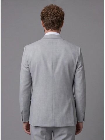 Light Grey Notch Lapel Comfort Fit Suit