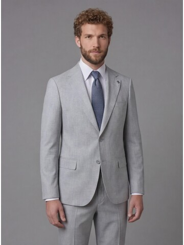 Light Grey Notch Lapel Comfort Fit Suit