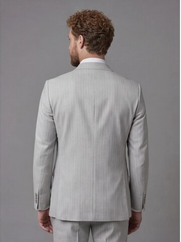 Light Grey Notch Lapel Comfort Fit Suit