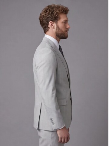 Light Grey Notch Lapel Comfort Fit Suit
