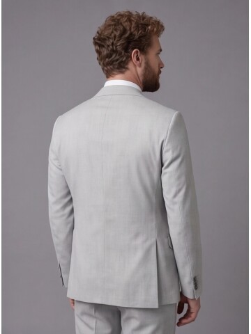 Light Grey Notch Lapel Comfort Fit Suit