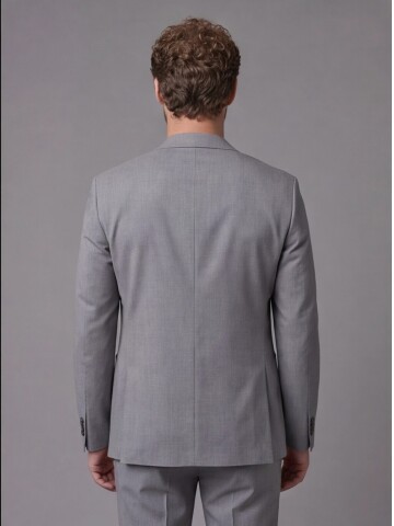 Light Grey Notch Lapel Comfort Fit Suit with Patch Pockets