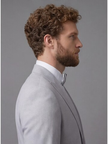 Light Grey Peak Lapel Comfort Fit Single Button Tuxedo Jacket & Navy Blue Trousers Suit Combination