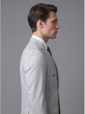 Light Grey Peak Lapel Double-Breasted Suit