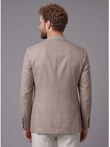 Açık Kahverengi Ceket Bej Pantolon Kombinli Slim Fit Takım Elbise