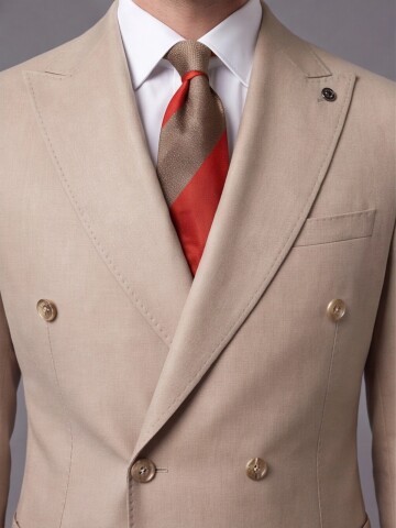 Light Brown Comfort Fit Double-Breasted Suit