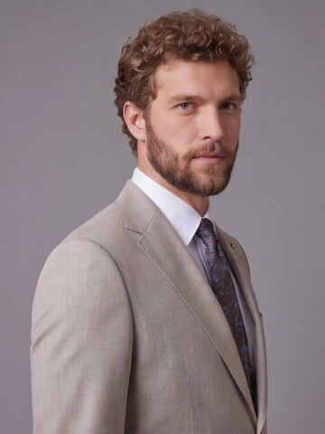 Açık Kahverengi Mono Yaka Comfort Fit 2 Düğmeli Takım Elbise