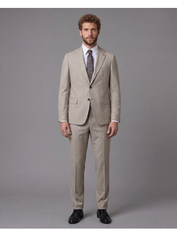 Light Brown Notch Lapel Comfort Fit 2-Button Suit
