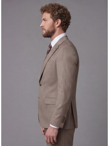 Light Brown Notch Lapel Comfort Fit Suit
