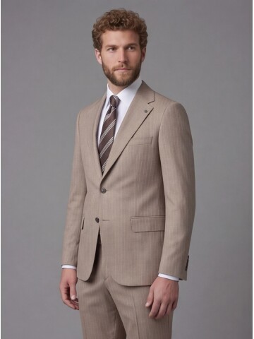 Light Brown Notch Lapel Comfort Fit Suit