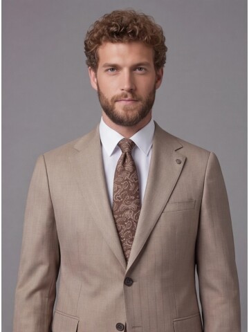 Light Brown Notch Lapel Comfort Fit Suit
