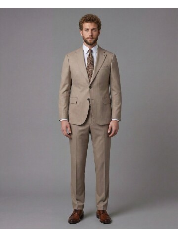 Light Brown Notch Lapel Comfort Fit Suit
