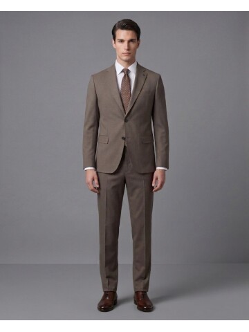 Light Brown Notch Lapel Comfort Fit Performance Suit