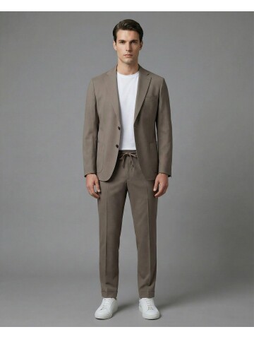 Light Brown Notch Lapel Suit with Patch Pockets