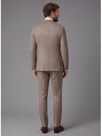 Light Brown Peak Lapel Double Breasted Suit