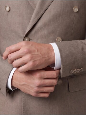 Light Brown Peak Lapel Double Breasted Suit