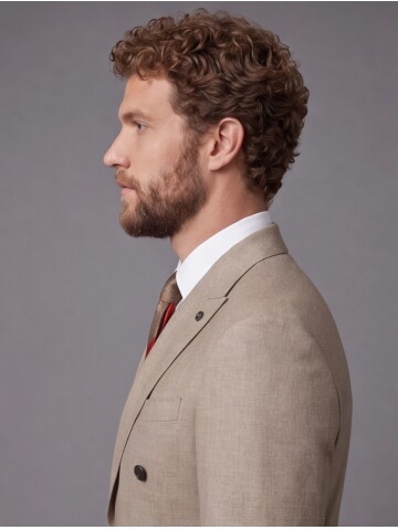 Light Brown Peak Lapel Double Breasted Suit