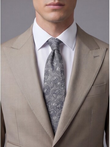 Açık Kahverengi Yünlü Sivri Yaka Comfort Fit Takım Elbise