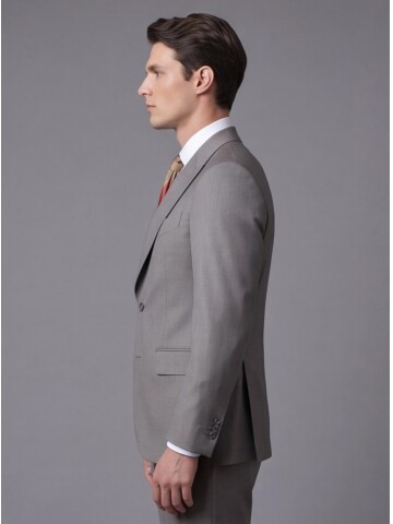 Açık Kahverengi Yünlü Sivri Yaka Comfort Fit Takım Elbise