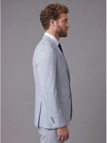 Light Blue Notch Lapel Comfort Fit Suit