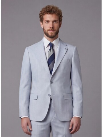 Light Blue Notch Lapel Comfort Fit Suit