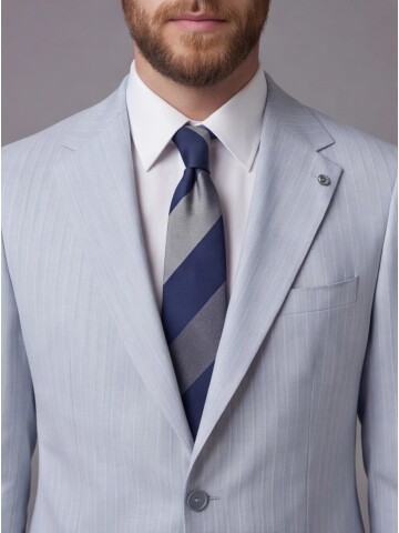 Light Blue Notch Lapel Comfort Fit Suit