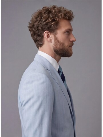 Light Blue Notch Lapel Comfort Fit Suit