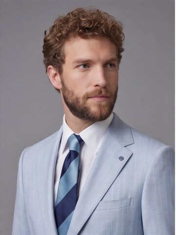 Light Blue Notch Lapel Comfort Fit Suit