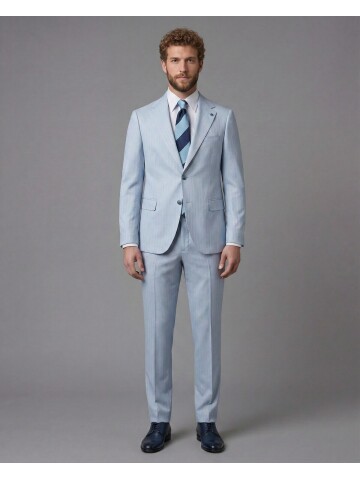 Light Blue Notch Lapel Comfort Fit Suit