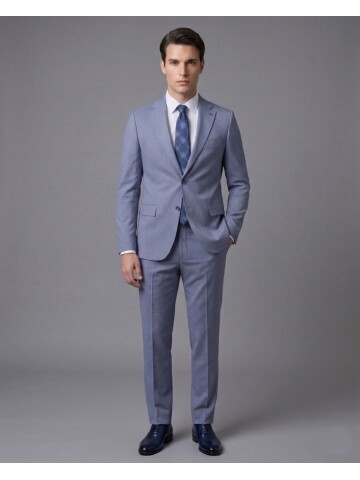 Light Blue Mono Notch Lapel Two Button Comfort Fit Suit