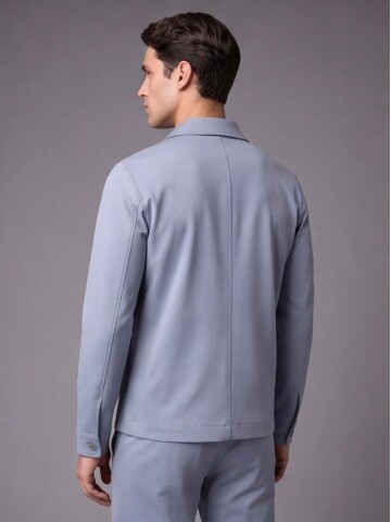 Açık Mavi Safari Cep Comfort Fit Fermuarlı Spor Takım