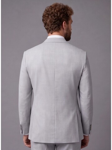 Light Blue Peak Lapel Double Breasted Suit