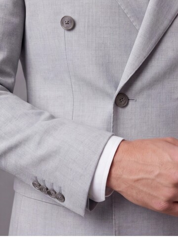 Light Blue Peak Lapel Double Breasted Suit