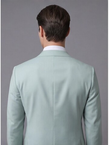 Açık Mavi Yünlü Sivri Yaka Comfort Fit Takım Elbise